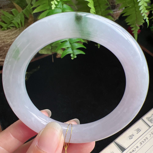 圆条57圈口缅甸天然A货老坑种玉镯平洲翡翠手镯精选编号048D0331E