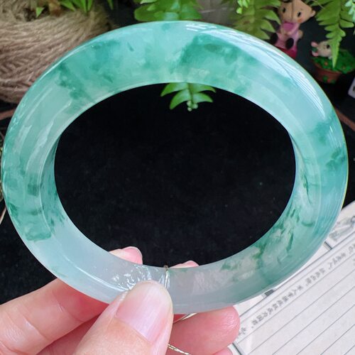 57圈口缅甸天然A货老坑种玉镯平洲翡翠手镯精选编号096D0605E