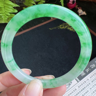 圆条53圈口缅甸天然A货老坑种翡翠手镯玉镯子平洲直供098D0131