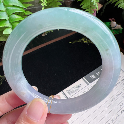 圆条58圈口缅甸天然A货老坑种玉镯平洲翡翠手镯精选编号057D0311E