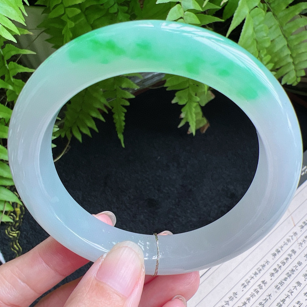 60圈口缅甸天然A货老坑种翡翠手镯玉镯子平洲翡翠手镯精选