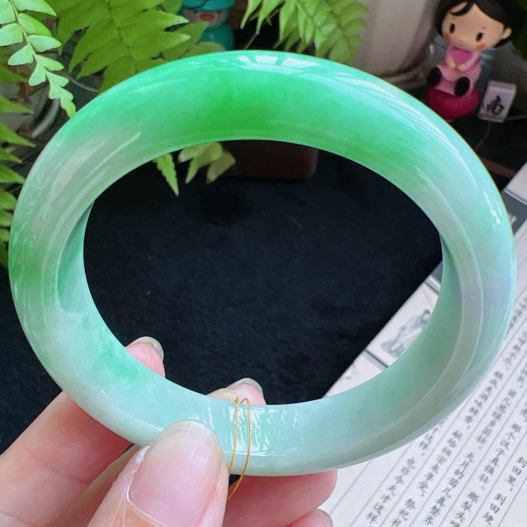 54圈口缅甸天然A货老坑种翡翠手镯玉镯子平洲翡翠手镯精选