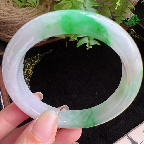 58圈口缅甸天然A货老坑种玉镯平洲翡翠手镯精选编号051D0401E