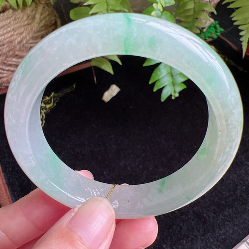 51圈口缅甸天然A货老坑种玉镯平洲翡翠手镯精选编号046D0411E