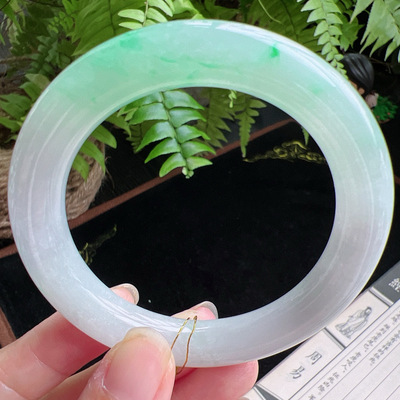 圆条55圈口缅甸天然A货老坑种玉镯平洲翡翠手镯精选编号051D0310E