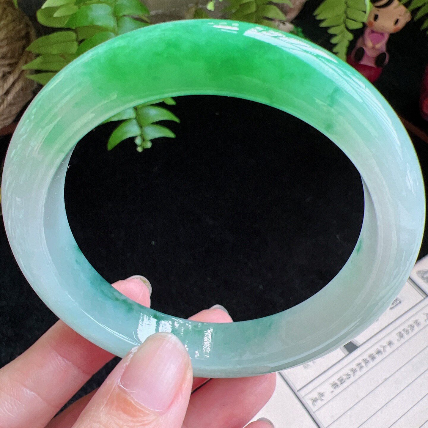 60圈口缅甸天然A货老坑种玉镯平洲翡翠手镯精选编号060D0418E