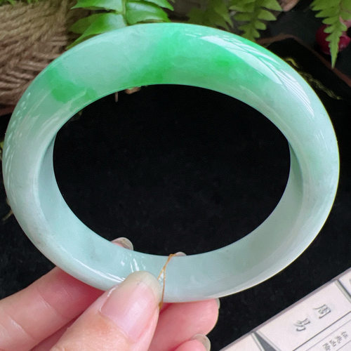 57圈口缅甸天然A货老坑种玉镯平洲翡翠手镯精选编号057D0327E