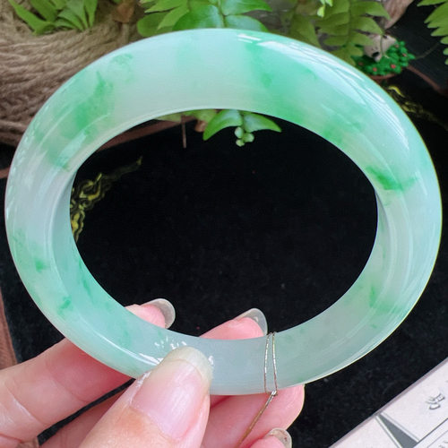 55圈口缅甸天然A货老坑种玉镯平洲翡翠手镯精选编号048D0403E