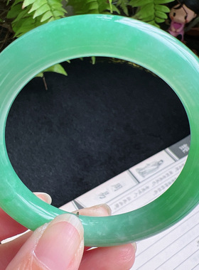 圆条54圈口缅甸天然A货老坑种翡翠手镯玉镯子平洲直供001D0203