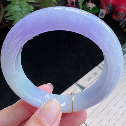 53圈口缅甸天然A货老坑种翡翠手镯玉镯子平洲直供编号077D0624E