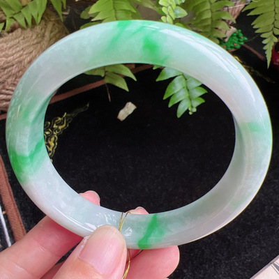 59圈口缅甸天然A货老坑种玉镯平洲翡翠手镯精选编号049D0410E