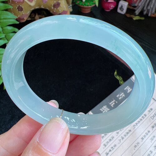贵妃54圈口缅甸天然A货老坑种玉镯平洲翡翠手镯精选编号046D1007E