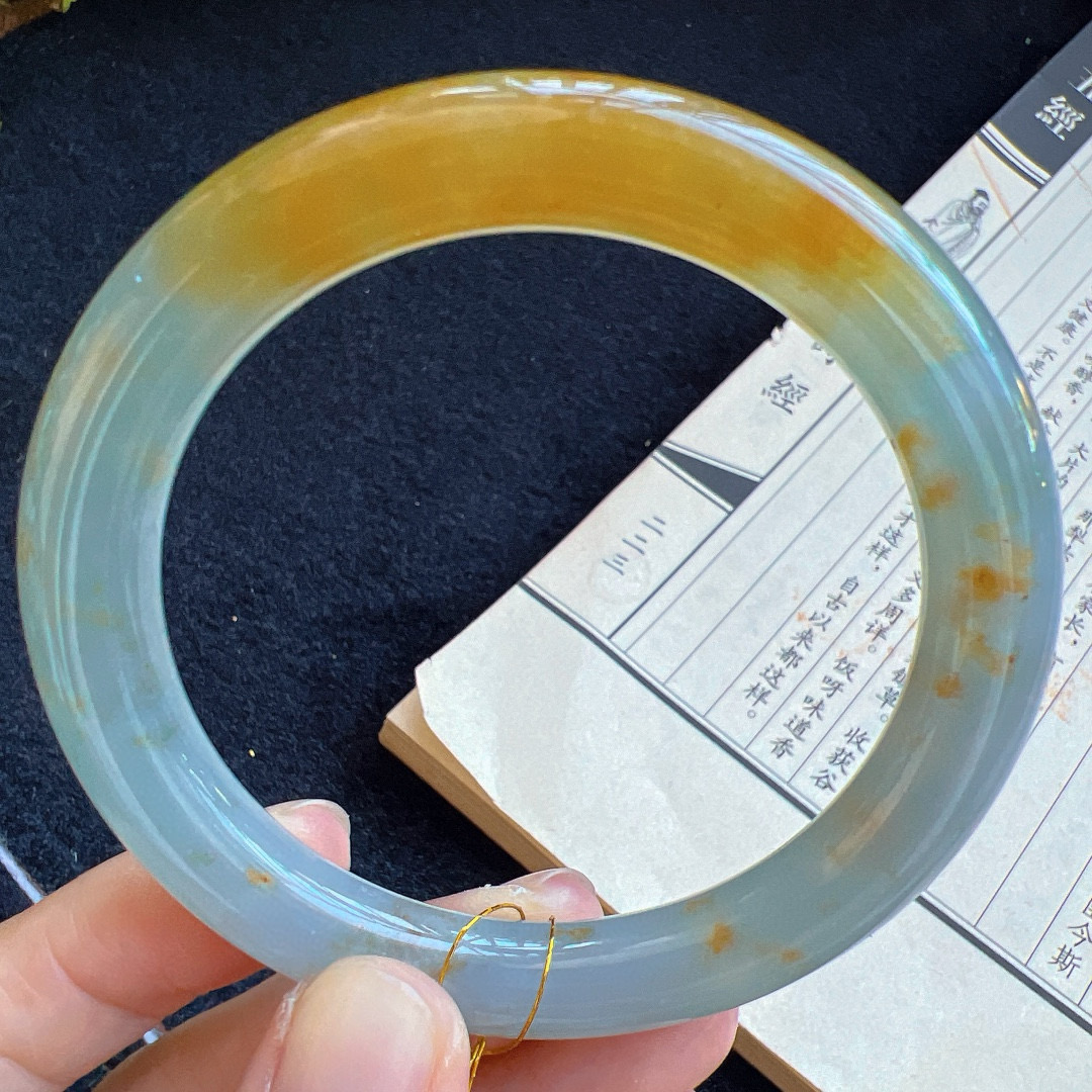 圆条56圈口缅甸天然A货老坑种翡翠手镯玉镯子平洲翡翠手镯精选