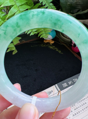 圆条57圈口缅甸天然A货老坑种翡翠手镯玉镯子平洲直供011D0128