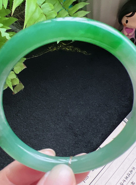 圆条56圈口缅甸天然A货老坑种翡翠手镯玉镯子平洲直供052D0206