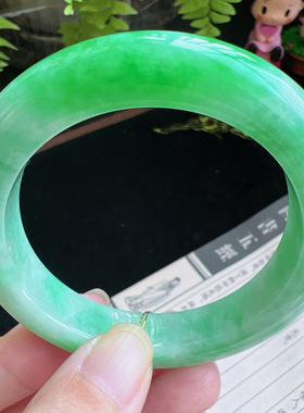 53圈口缅甸天然A货老坑种玉镯平洲翡翠手镯精选编号051D0312E