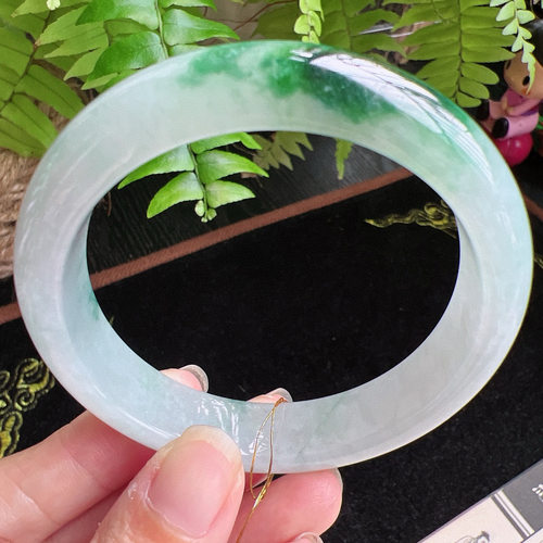 57圈口缅甸天然A货老坑种玉镯平洲翡翠手镯精选编号048D0317E