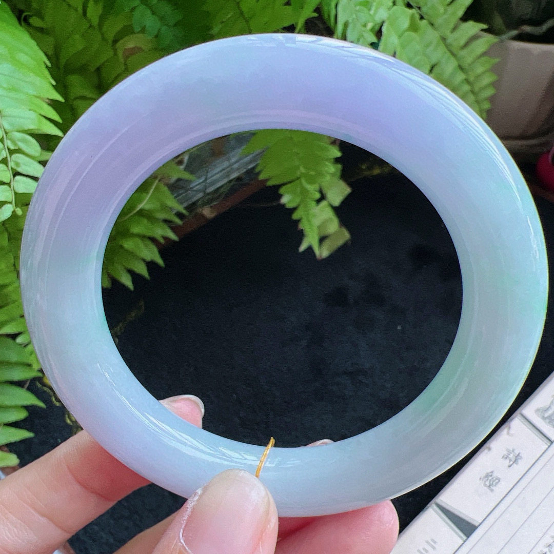 圆条56圈口缅甸天然A货老坑种翡翠手镯玉镯子平洲翡翠手镯精选