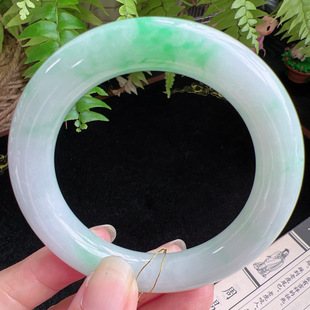 圆条55圈口缅甸天然A货老坑种玉镯平洲翡翠手镯精选编号051D0327E