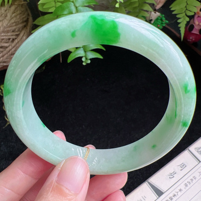 58圈口缅甸天然A货老坑种玉镯平洲翡翠手镯精选编号049D0406E