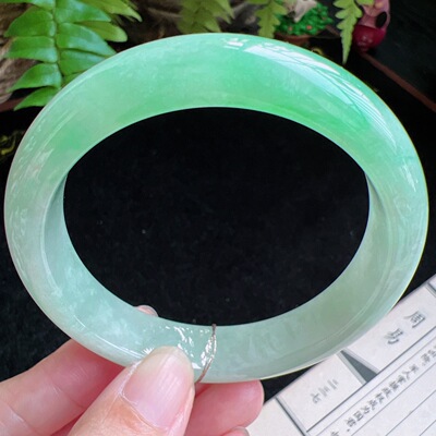 58圈口缅甸天然A货老坑种玉镯平洲翡翠手镯精选编号048D0419E