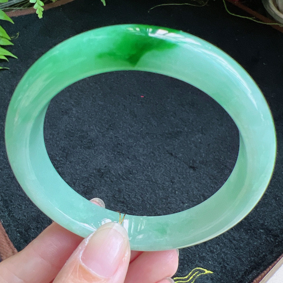 58圈口缅甸天然A货老坑种翡翠手镯玉镯子平洲翡翠手镯精选