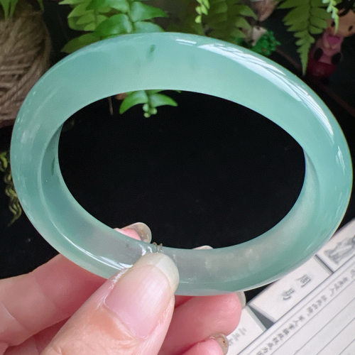 贵妃53圈口缅甸天然A货老坑种玉镯平洲翡翠手镯精选编号049D0405E