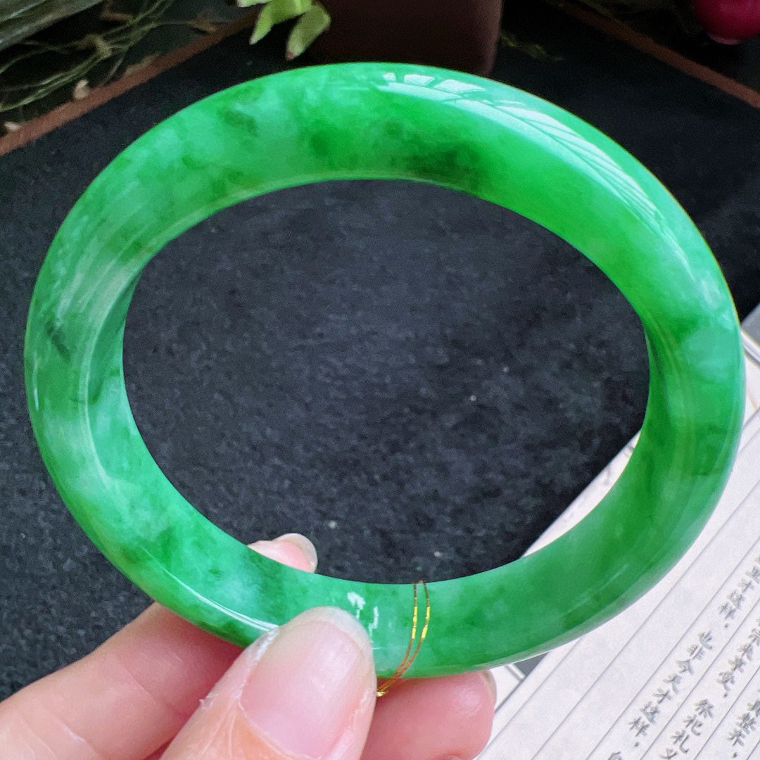 56圈口缅甸天然A货老坑种翡翠手镯玉镯子平洲翡翠手镯精选