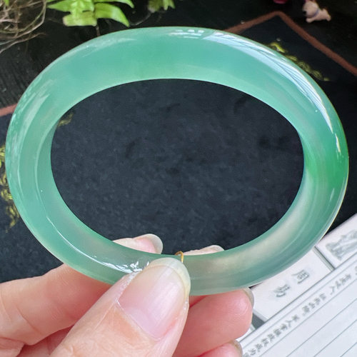 贵妃51圈口缅甸天然A货老坑种翡翠手镯玉镯子平洲直供077D0202E