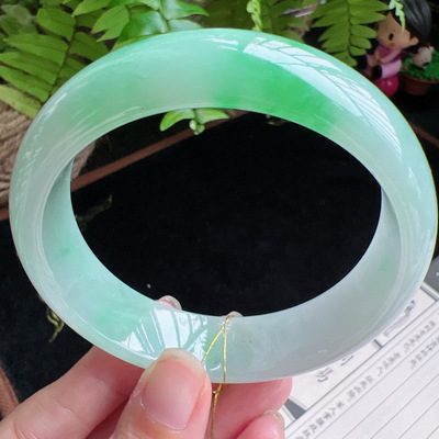 64圈口缅甸天然A货老坑种玉镯平洲翡翠手镯精选编号047D0310E