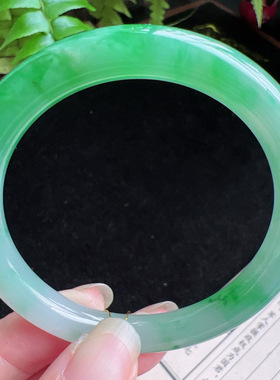 圆条51圈口缅甸天然A货老坑种玉镯平洲翡翠手镯精选编号046D0402