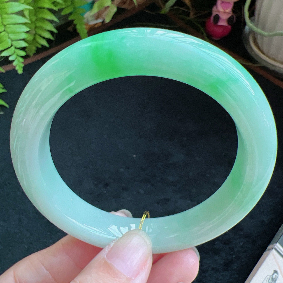 58圈口缅甸天然A货老坑种翡翠手镯玉镯子平洲翡翠手镯精选