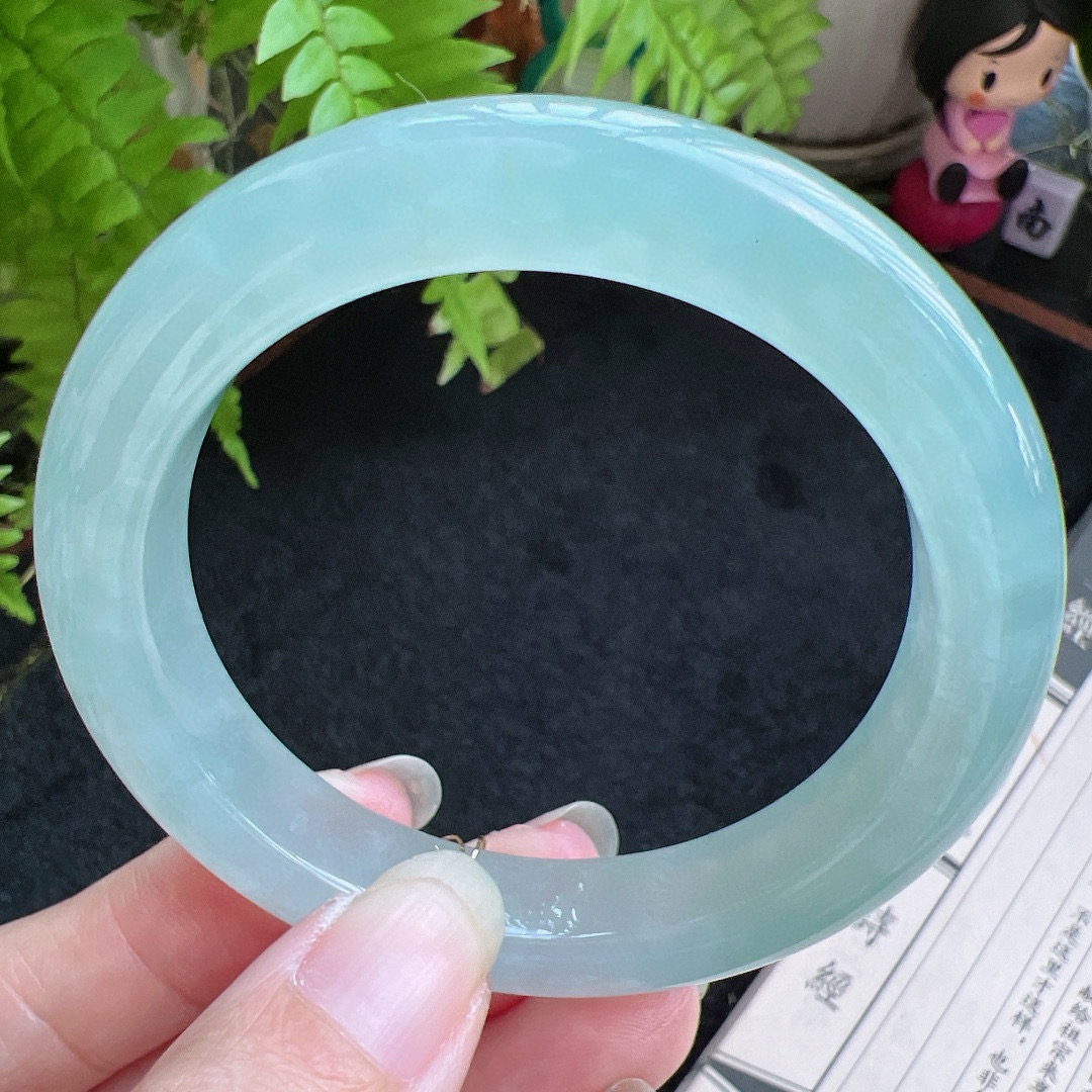 53圈口缅甸天然A货老坑种翡翠手镯玉镯子平洲翡翠手镯精选