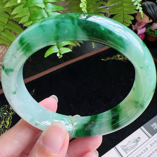 59圈口缅甸天然A货老坑种玉镯平洲翡翠手镯精选编号049D0317E