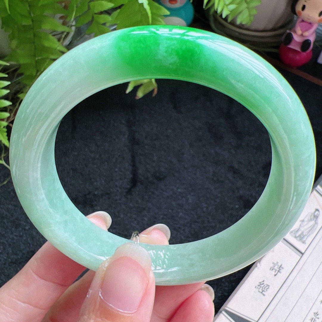 57圈口缅甸天然A货老坑种翡翠手镯玉镯子平洲翡翠手镯精选