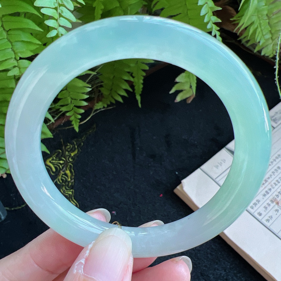 圆条53圈口缅甸天然A货老坑种翡翠手镯玉镯子平洲翡翠手镯精选