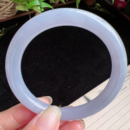 圆条54圈口缅甸天然A货老坑种玉镯平洲翡翠手镯精选编号060D0403E