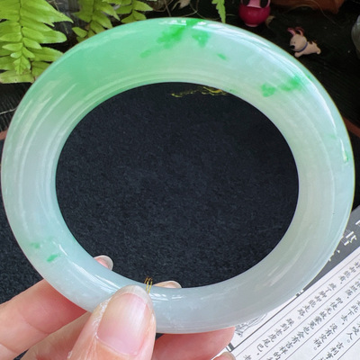 圆条58圈口缅甸天然A货老坑种翡翠手镯玉镯子平洲直供099D0128