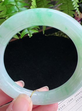 圆条55圈口缅甸天然A货老坑种玉镯平洲翡翠手镯精选编号051D0320E