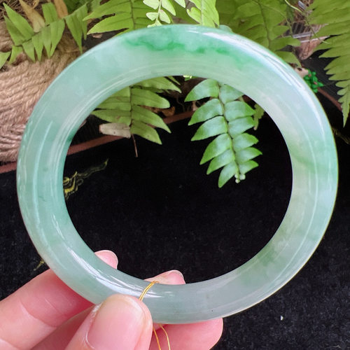 圆条54圈口缅甸天然A货老坑种玉镯平洲翡翠手镯精选编号051D0410E