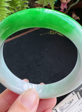 57圈口缅甸天然A货老坑种翡翠手镯玉镯子平洲直供077D0206