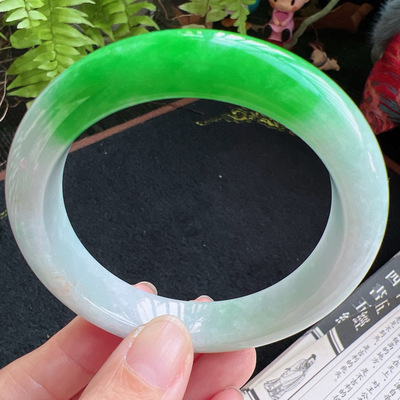 57圈口缅甸天然A货老坑种翡翠手镯玉镯子平洲直供077D0206