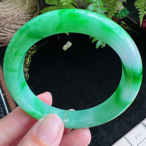 53圈口缅甸天然A货老坑种玉镯平洲翡翠手镯精选编号047D0411E