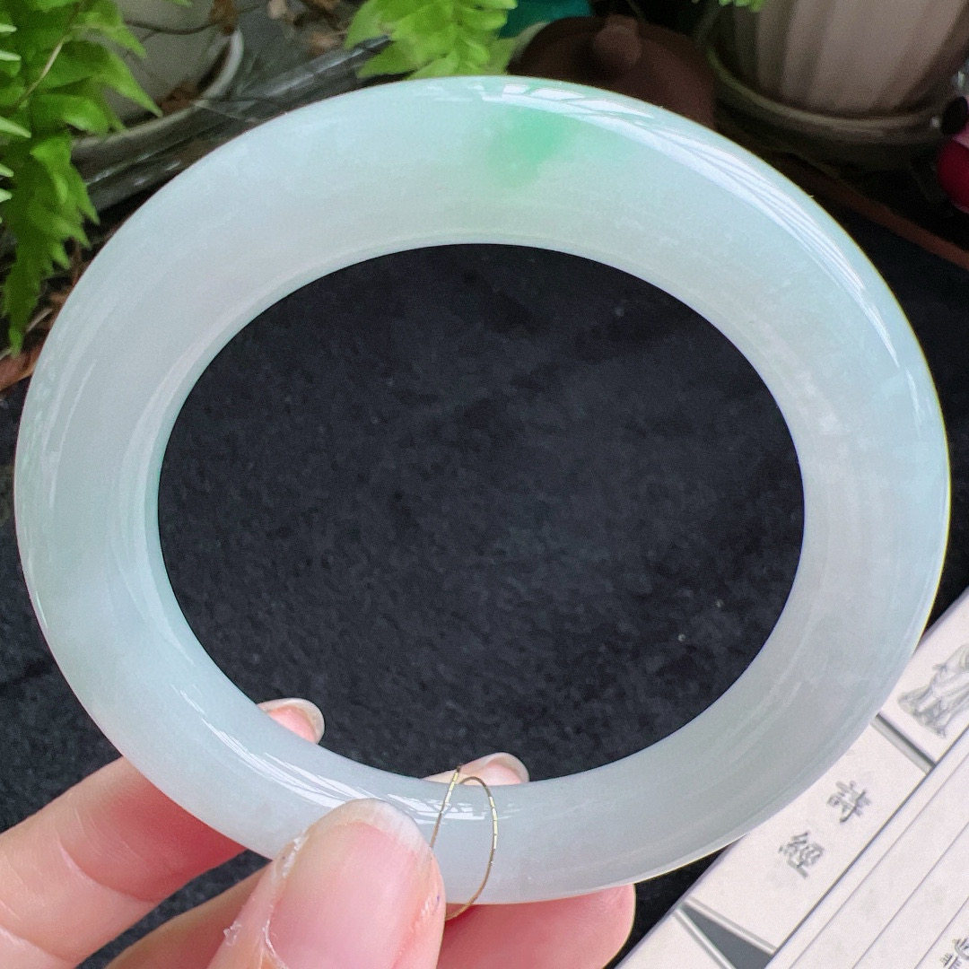 圆条54圈口缅甸天然A货老坑种翡翠手镯玉镯子平洲翡翠手镯精选