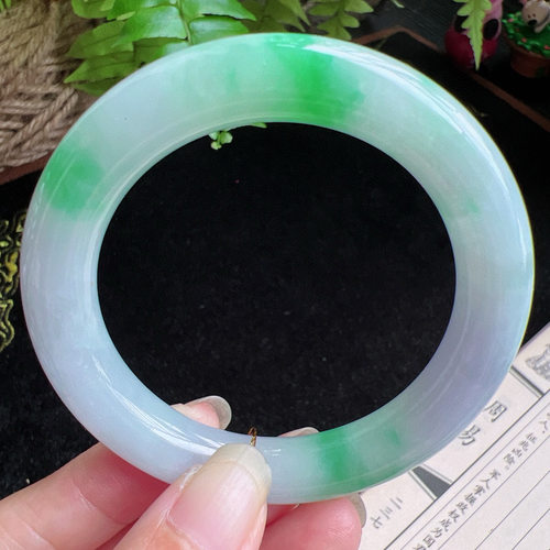 圆条53圈口缅甸天然A货老坑种玉镯平洲翡翠手镯精选编号046D0402