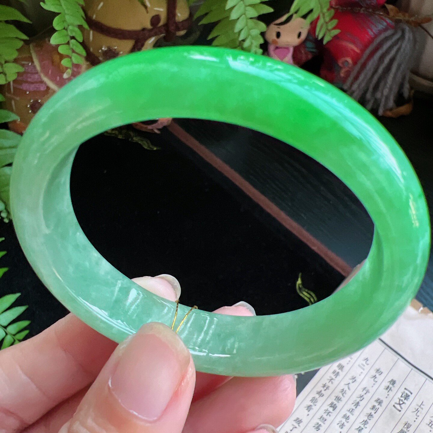 贵妃54圈口缅甸天然A货老坑种玉镯平洲翡翠手镯精选编号055D1007E