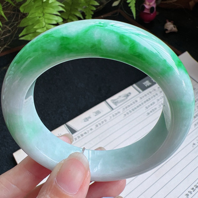 57圈口缅甸天然A货老坑种翡翠手镯玉镯子平洲直供001D0206