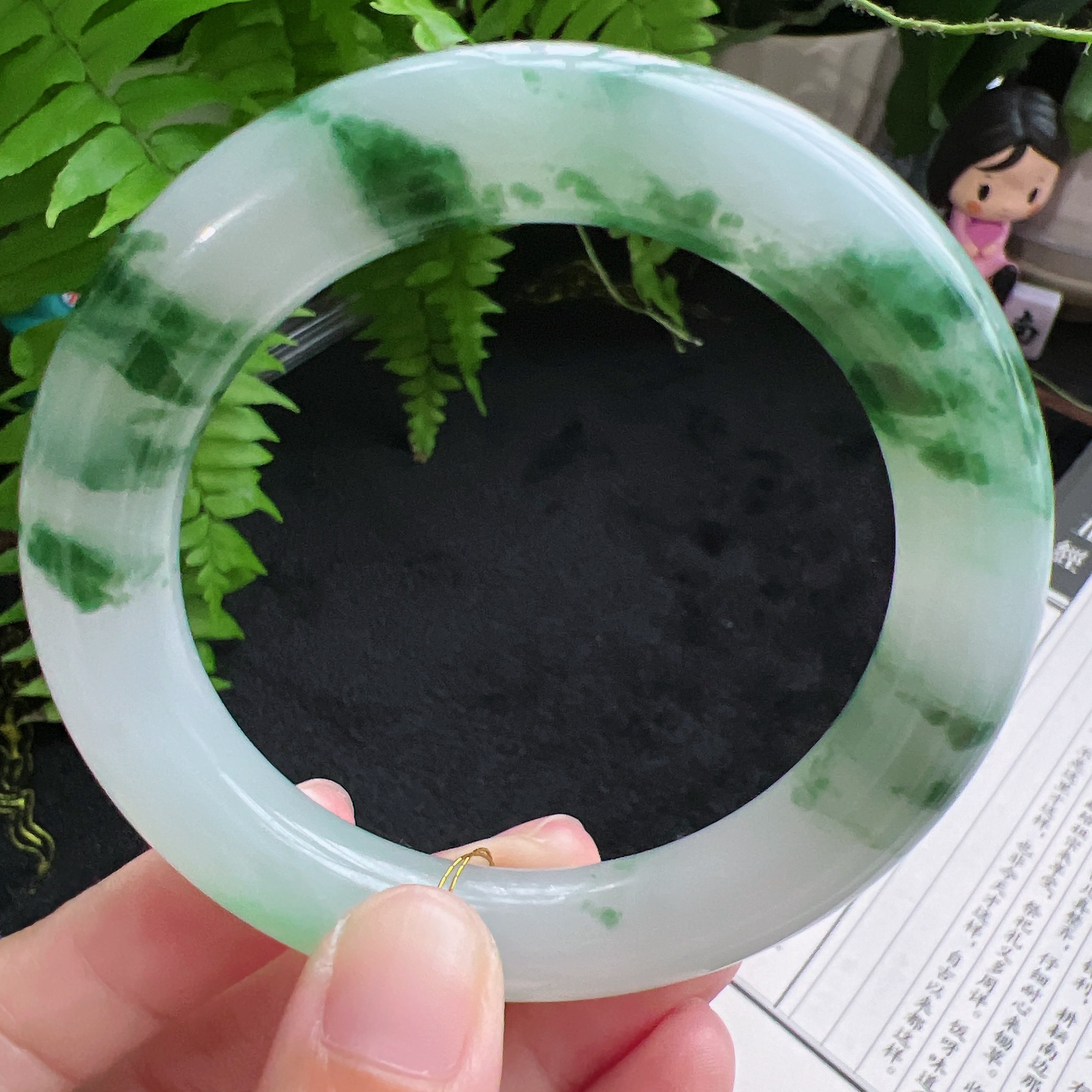 圆条57圈口缅甸天然A货老坑种翡翠手镯玉镯子平洲翡翠手镯精选