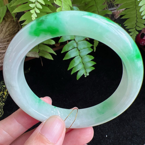 56圈口缅甸天然A货老坑种玉镯平洲翡翠手镯精选编号051D0410E