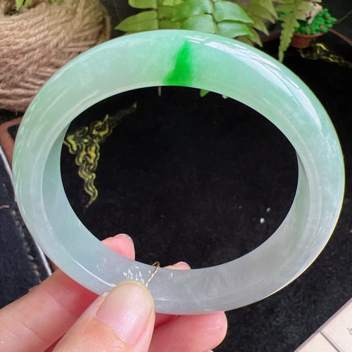 56圈口缅甸天然A货老坑种玉镯平洲翡翠手镯精选编号051D0409E